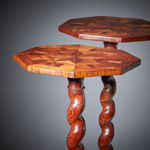 PAIR OF 17TH CENTURY KINGWOOD CHARLES II PARQUETRY TORCHIERES CIRCA 1660 - ADDITIONAL PHOTO 23