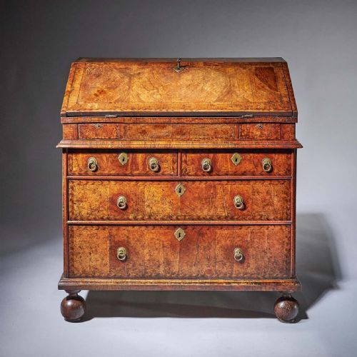 huguenot 17thcentury charles ii william and mary walnut twopiece bureau - CATEGORY: ANTIQUE BUREAU - DATED BEFORE 1700