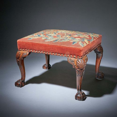 18th century george ii ball and claw walnut stool on cabriole leg circa 1730 - CATEGORY: ANTIQUE STOOLS - DATED 18TH CENTURY
