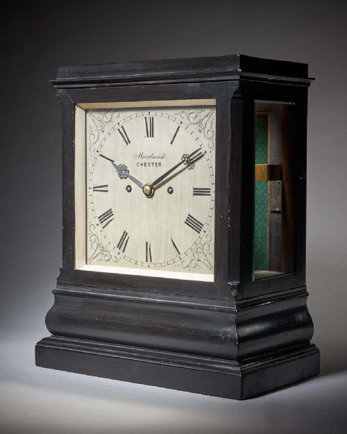 SUBSTANTIAL 19TH C EBONISED EIGHT DAY LIBRARY TABLE CLOCK BY MORELAND CHESTER - ADDITIONAL PHOTO 1