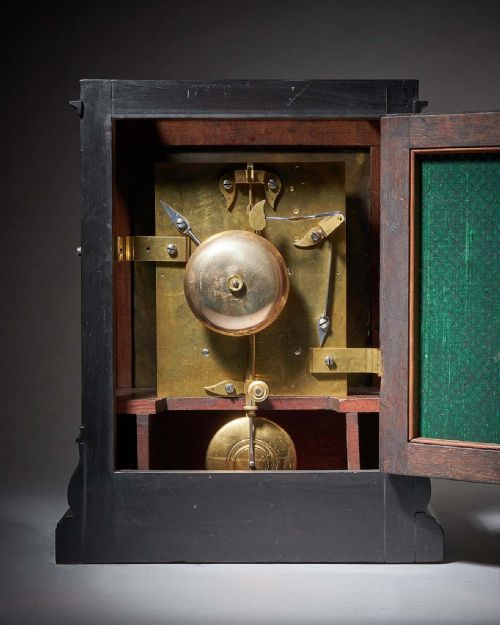 SUBSTANTIAL 19TH C EBONISED EIGHT DAY LIBRARY TABLE CLOCK BY MORELAND CHESTER - ADDITIONAL PHOTO 4
