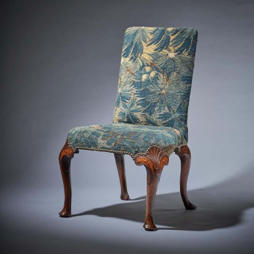 fine and rare george i 18th c walnut and marquetry chair with tapestry fragment - CATEGORY: ANTIQUE CHAIRS - DATED 18TH CENTURY
