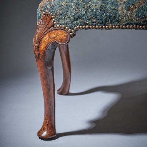 FINE AND RARE GEORGE I 18TH C WALNUT AND MARQUETRY CHAIR WITH TAPESTRY FRAGMENT - ADDITIONAL PHOTO 7
