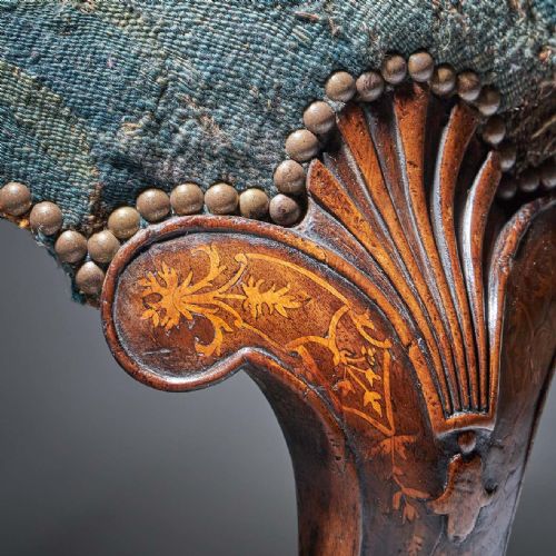 FINE AND RARE GEORGE I 18TH C WALNUT AND MARQUETRY CHAIR WITH TAPESTRY FRAGMENT - ADDITIONAL PHOTO 8