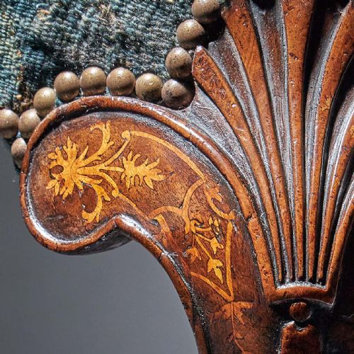 FINE AND RARE GEORGE I 18TH C WALNUT AND MARQUETRY CHAIR WITH TAPESTRY FRAGMENT - ADDITIONAL PHOTO 10