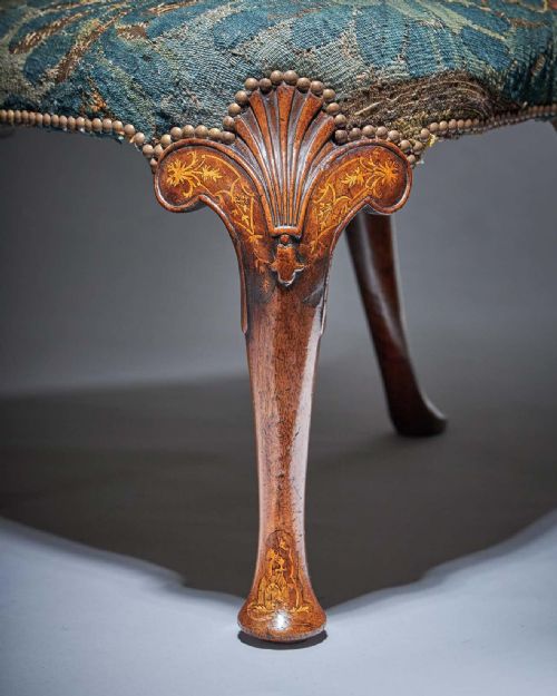 FINE AND RARE GEORGE I 18TH C WALNUT AND MARQUETRY CHAIR WITH TAPESTRY FRAGMENT - ADDITIONAL PHOTO 11