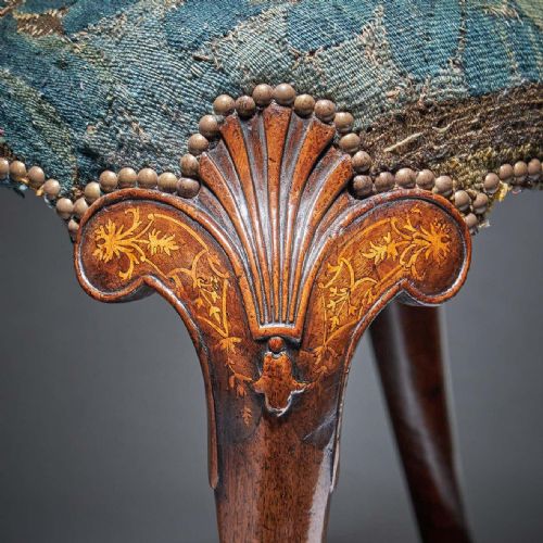 FINE AND RARE GEORGE I 18TH C WALNUT AND MARQUETRY CHAIR WITH TAPESTRY FRAGMENT - ADDITIONAL PHOTO 12