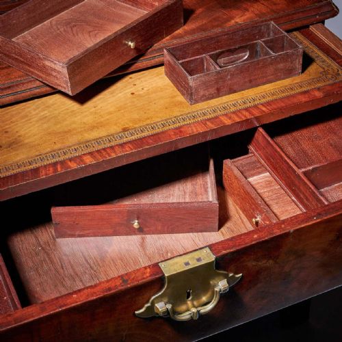 A GEORGE II IRISH MAHOGANY SECRETAIRE KNEEHOLE BOOKCASE ATT C HEARN - ADDITIONAL PHOTO 9