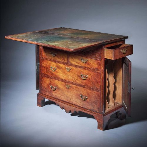 UNIQUE 18TH CENTURY GEORGE II 'DUMMY' FRONTED MAHOGANY BACHELORS CHEST - ADDITIONAL PHOTO 4