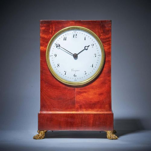 19THCENTURY FLAME MAHOGANY MANTEL CLOCK BY BREGUET RAISED BY LION PAW FEET - ADDITIONAL PHOTO 1