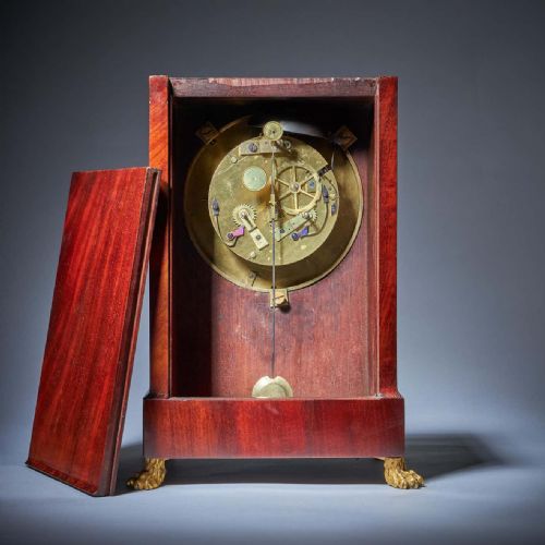 19THCENTURY FLAME MAHOGANY MANTEL CLOCK BY BREGUET RAISED BY LION PAW FEET - ADDITIONAL PHOTO 5