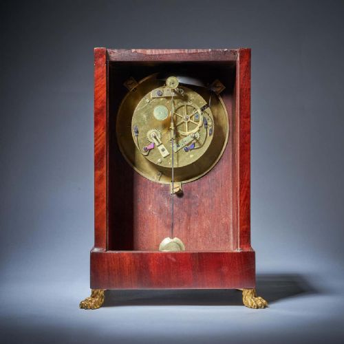 19THCENTURY FLAME MAHOGANY MANTEL CLOCK BY BREGUET RAISED BY LION PAW FEET - ADDITIONAL PHOTO 6