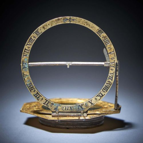 18TH CENTURY GILT BRASS AND SILVER POCKET OR MINIATURE SUNDIAL COMPASS WITH CASE - ADDITIONAL PHOTO 9