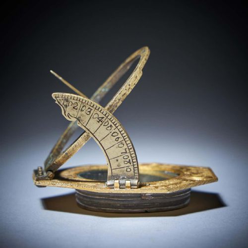 18TH CENTURY GILT BRASS AND SILVER POCKET OR MINIATURE SUNDIAL COMPASS WITH CASE - ADDITIONAL PHOTO 10