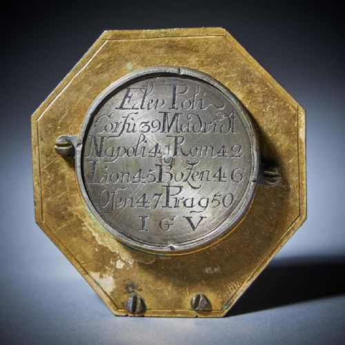 18TH CENTURY GILT BRASS AND SILVER POCKET OR MINIATURE SUNDIAL COMPASS WITH CASE - ADDITIONAL PHOTO 14