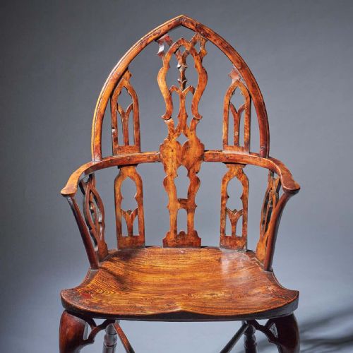 PAIR OF 18TH CENTURY GEORGE II GOTHIC YEW AND ELM WINDSOR ARMCHAIRS CIRCA 1760 - ADDITIONAL PHOTO 8