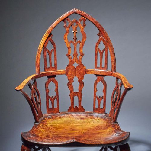 PAIR OF 18TH CENTURY GEORGE II GOTHIC YEW AND ELM WINDSOR ARMCHAIRS CIRCA 1760 - ADDITIONAL PHOTO 9