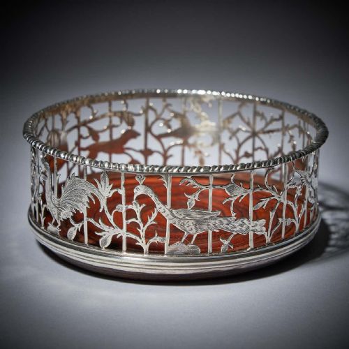A UNIQUE PAIR OF 18TH CENTURY GEORGE III SILVER ENGRAVED OPEN FRET WINE COASTERS - ADDITIONAL PHOTO 5