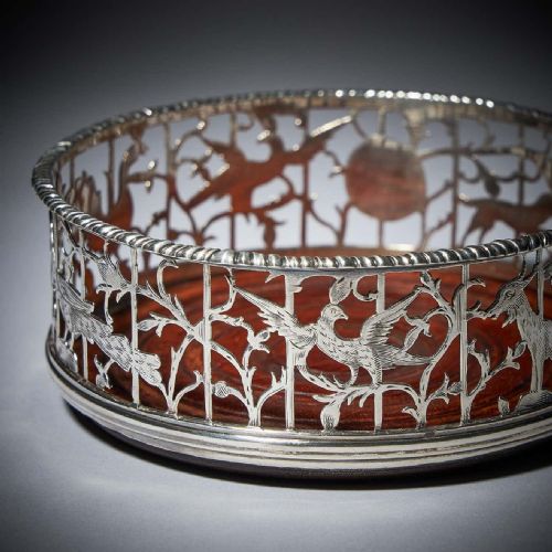 A UNIQUE PAIR OF 18TH CENTURY GEORGE III SILVER ENGRAVED OPEN FRET WINE COASTERS - ADDITIONAL PHOTO 6
