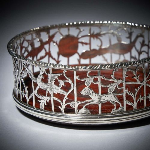 A UNIQUE PAIR OF 18TH CENTURY GEORGE III SILVER ENGRAVED OPEN FRET WINE COASTERS - ADDITIONAL PHOTO 10