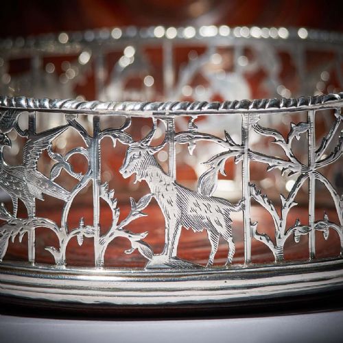 A UNIQUE PAIR OF 18TH CENTURY GEORGE III SILVER ENGRAVED OPEN FRET WINE COASTERS - ADDITIONAL PHOTO 11