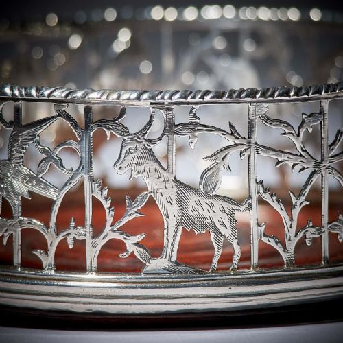 A UNIQUE PAIR OF 18TH CENTURY GEORGE III SILVER ENGRAVED OPEN FRET WINE COASTERS - ADDITIONAL PHOTO 12