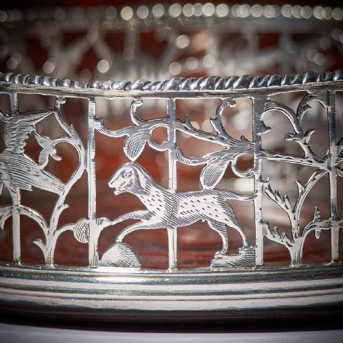 A UNIQUE PAIR OF 18TH CENTURY GEORGE III SILVER ENGRAVED OPEN FRET WINE COASTERS - ADDITIONAL PHOTO 13