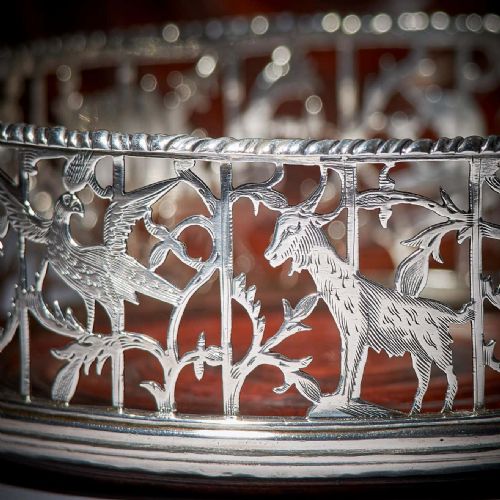 A UNIQUE PAIR OF 18TH CENTURY GEORGE III SILVER ENGRAVED OPEN FRET WINE COASTERS - ADDITIONAL PHOTO 15