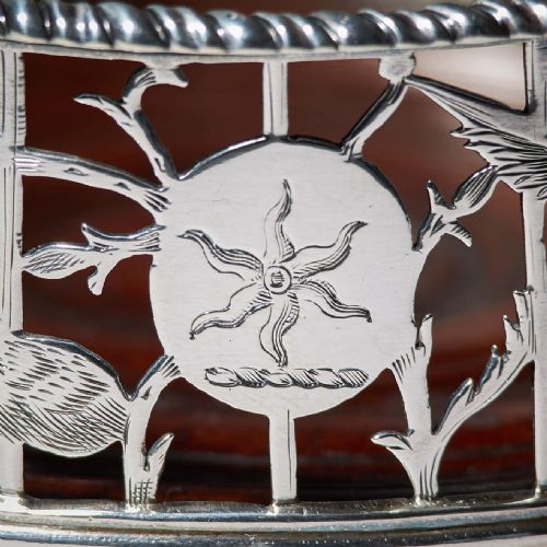A UNIQUE PAIR OF 18TH CENTURY GEORGE III SILVER ENGRAVED OPEN FRET WINE COASTERS - ADDITIONAL PHOTO 19