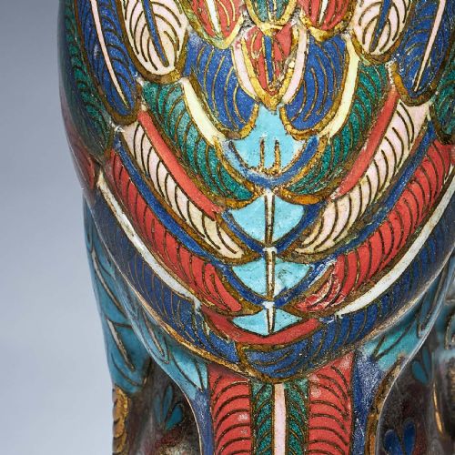 A PAIR OF 19TH CENTURY LATE QING DYNASTY CHINESE CLOISONN PHOENIX FIGURES - ADDITIONAL PHOTO 6