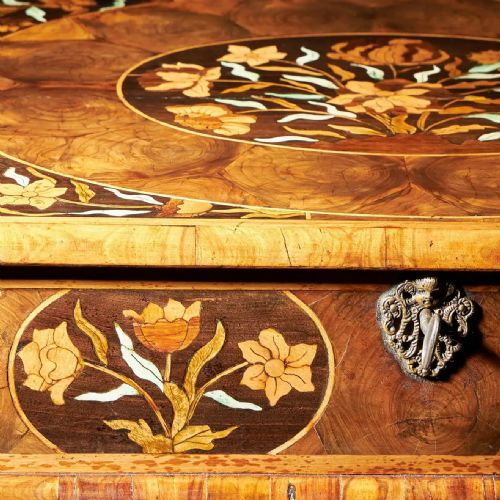 17TH CENTURY WILLIAM AND MARY FLORAL MARQUETRY OLIVE OYSTER LACE BOX CIRCA 1680 - ADDITIONAL PHOTO 5