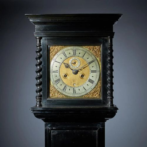 RARE 17TH CENTURY WILLIAM AND MARY 10 INCH EBONISED LONGCASEGRANDFATHER CLOCK - ADDITIONAL PHOTO 2