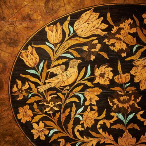 17TH CENTURY CHARLES II OLIVE OYSTER FLORAL MARQUETRY TABLE CIRCA 16801690 - ADDITIONAL PHOTO 9
