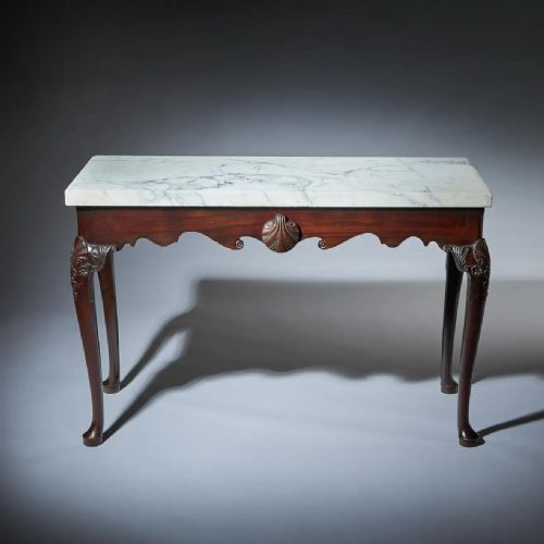 EARLY 18TH CENTURY IRISH GEORGE I MAHOGANY CONSOLE TABLE WITH MARBLE TOP - ADDITIONAL PHOTO 1