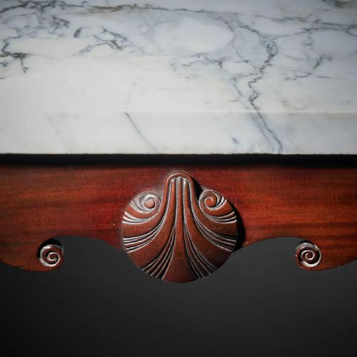EARLY 18TH CENTURY IRISH GEORGE I MAHOGANY CONSOLE TABLE WITH MARBLE TOP - ADDITIONAL PHOTO 3