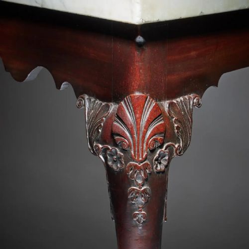 EARLY 18TH CENTURY IRISH GEORGE I MAHOGANY CONSOLE TABLE WITH MARBLE TOP - ADDITIONAL PHOTO 5