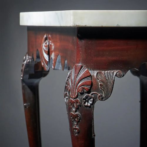 EARLY 18TH CENTURY IRISH GEORGE I MAHOGANY CONSOLE TABLE WITH MARBLE TOP - ADDITIONAL PHOTO 9