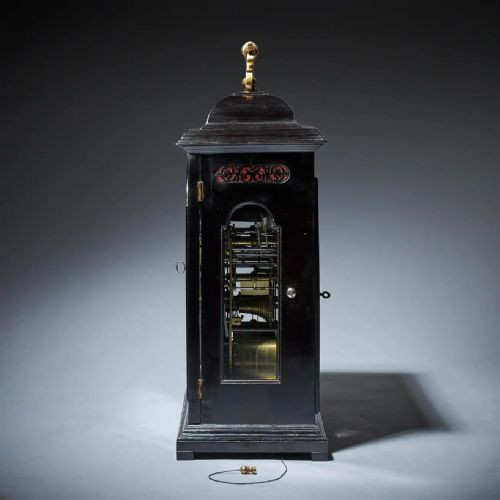 18TH CENTURY GEORGE I EIGHTDAY EBONY TABLE CLOCK WITH PULL REPEAT BY BUSHMAN - ADDITIONAL PHOTO 2