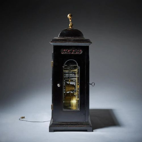 18TH CENTURY GEORGE I EIGHTDAY EBONY TABLE CLOCK WITH PULL REPEAT BY BUSHMAN - ADDITIONAL PHOTO 4