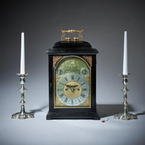 18TH CENTURY GEORGE I EIGHTDAY EBONY TABLE CLOCK WITH PULL REPEAT BY BUSHMAN - ADDITIONAL PHOTO 7