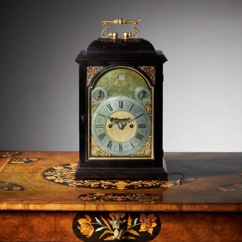 18TH CENTURY GEORGE I EIGHTDAY EBONY TABLE CLOCK WITH PULL REPEAT BY BUSHMAN - ADDITIONAL PHOTO 8