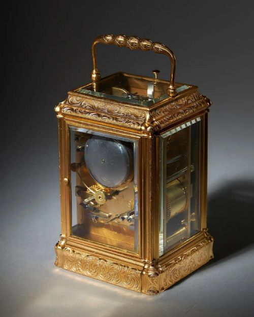 ENGRAVED EIGHTDAY STRIKING AND REPEATING CARRIAGE CLOCK BY PERREGAUX AU LOCLE - ADDITIONAL PHOTO 4