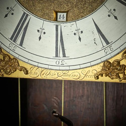 17TH CENTURY CHARLES II MONTH GOING 10 MARQUETRY LONGCASE CLOCK BY JOHN WISE - ADDITIONAL PHOTO 15