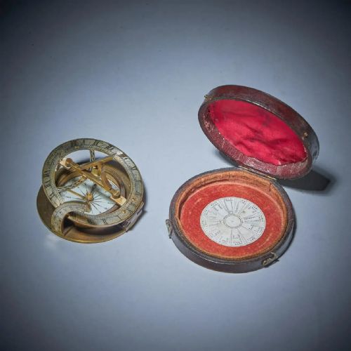 19TH CENTURY EQUINOCTIAL POCKET SUNDIAL IN ORIGINAL CASE SIGNED V SIMALVICO - ADDITIONAL PHOTO 3