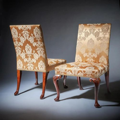 A PAIR OF 18TH C GEORGE II MAHOGANY HIGH BACK CHAIRS ON CARVED CABRIOLE LEGS - ADDITIONAL PHOTO 1