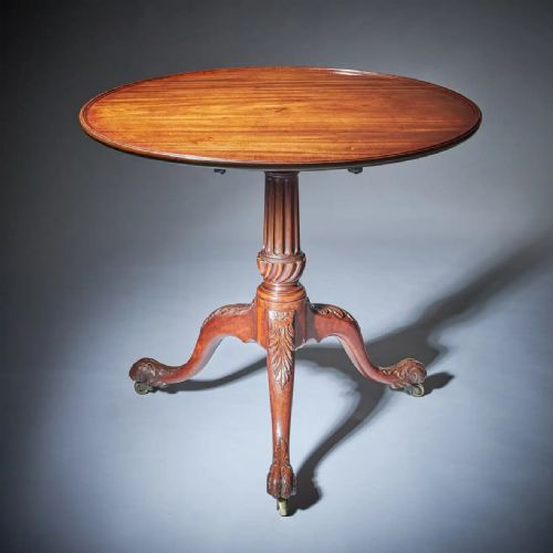 RARE 18TH CENTURY GEORGE III MAHOGANY IRISH WOLF FOOT TRIPOD TABLE CIRCA 1760