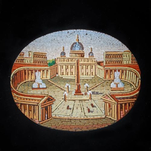 19TH CENTURY GRAND TOUR MICRO MOSAIC TABLET DEPICTING ITALIAN ARCHITECTURE - ADDITIONAL PHOTO 4