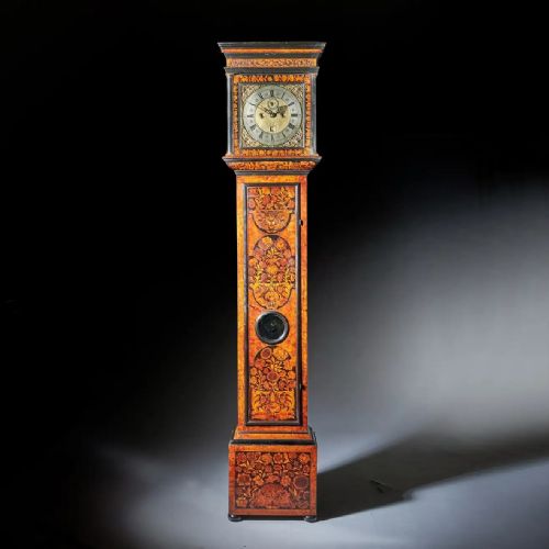 17th century william and mary eightday burl elm floral marquetry longcase clock - CATEGORY: ANTIQUE CLOCKS - DATED 17TH CENTURY