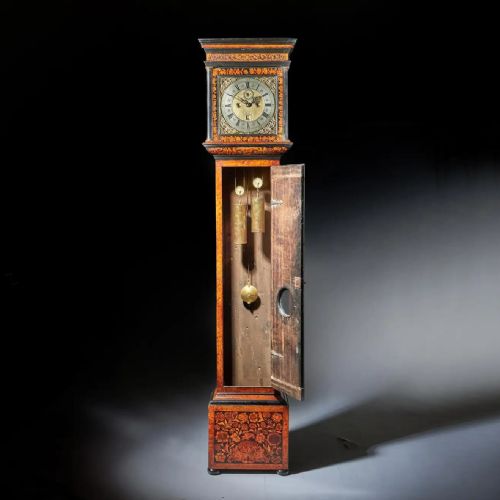 17TH CENTURY WILLIAM AND MARY EIGHTDAY BURL ELM FLORAL MARQUETRY LONGCASE CLOCK - ADDITIONAL PHOTO 1