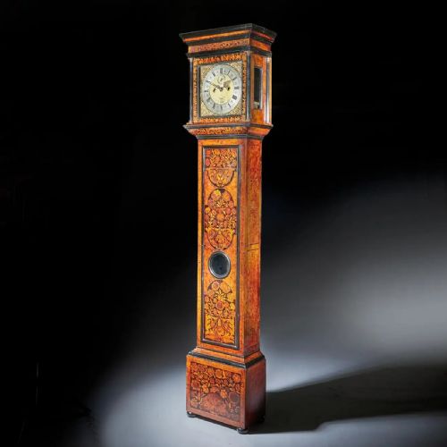 17TH CENTURY WILLIAM AND MARY EIGHTDAY BURL ELM FLORAL MARQUETRY LONGCASE CLOCK - ADDITIONAL PHOTO 2